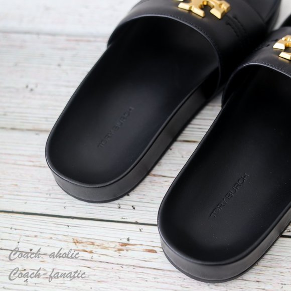 NIB Tory Burch Everly Anatomic Cloud Leather Slide Sandal in Black Size 7 - Picture 5 of 9